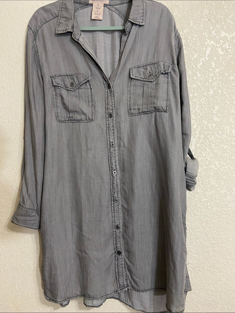 Philosophy Light Gray Women's Long Shirt Jacket